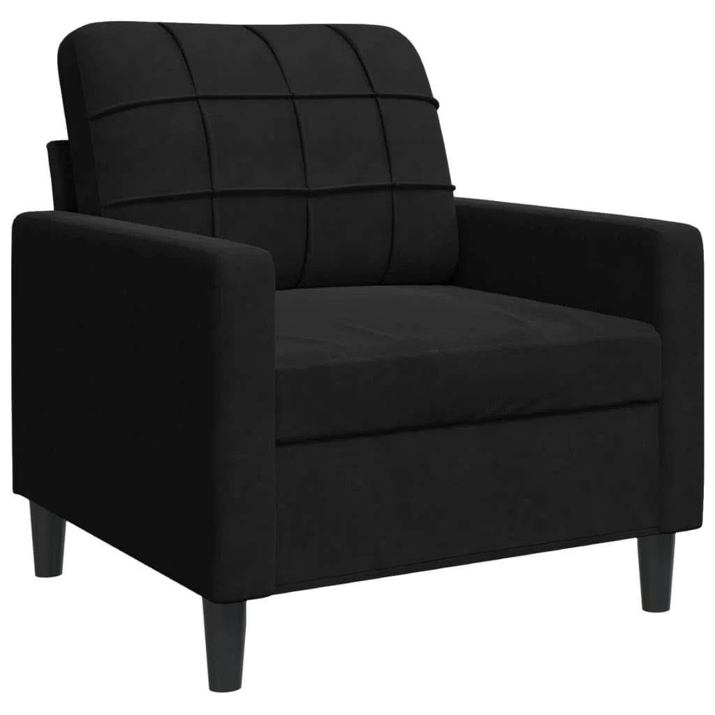 Fekete bársony kanapéfotel 60 cm
