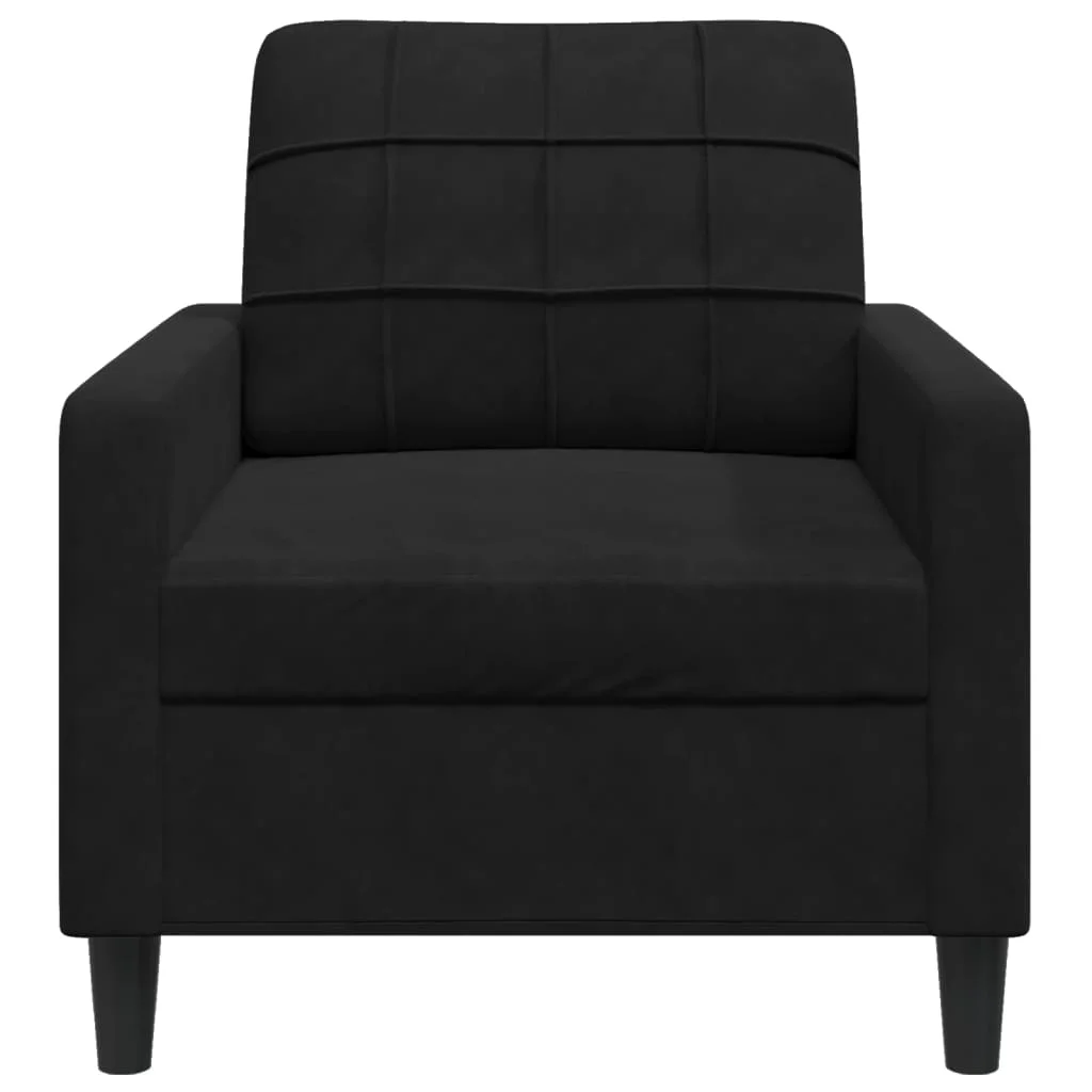 Fekete bársony kanapéfotel 60 cm