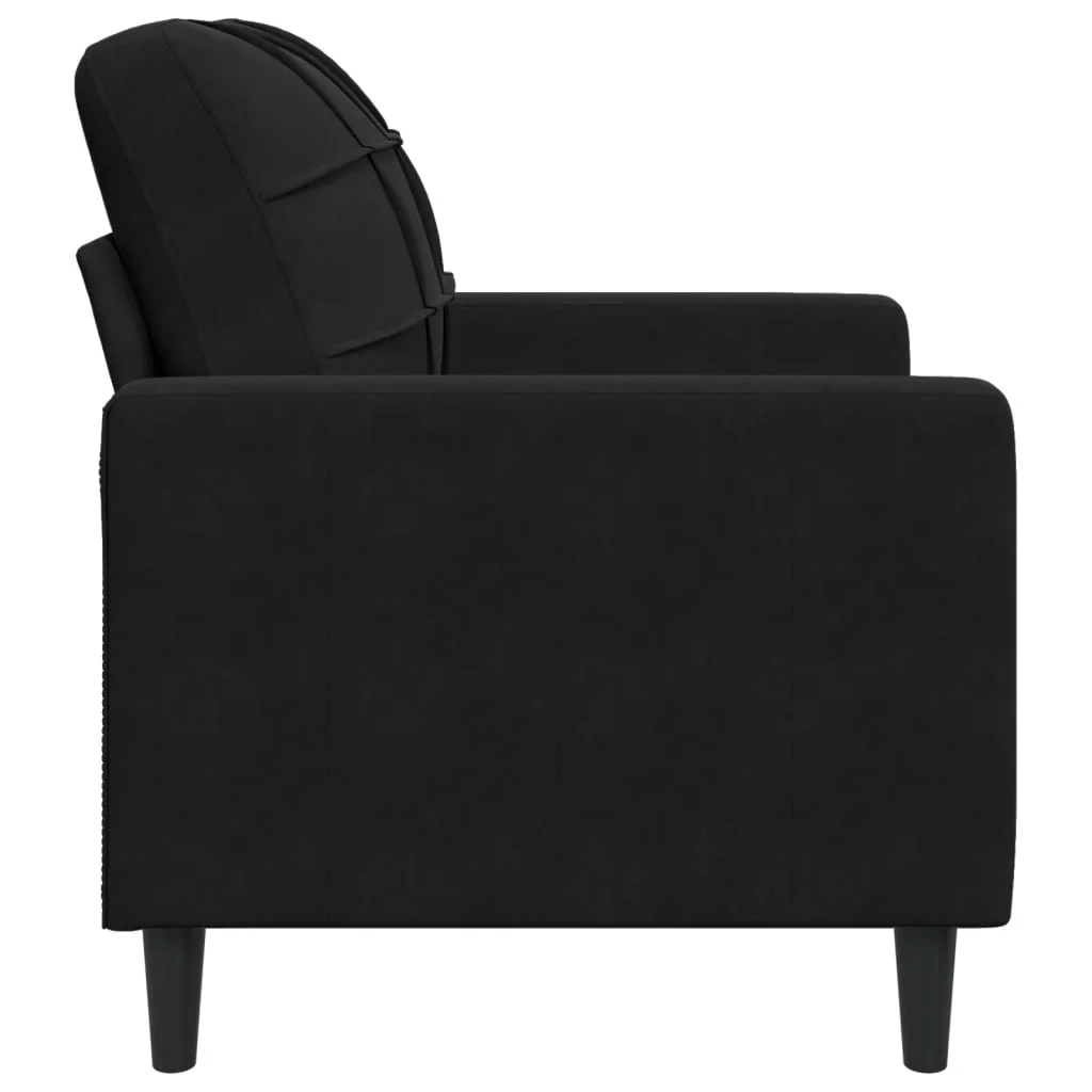 Fekete bársony kanapéfotel 60 cm