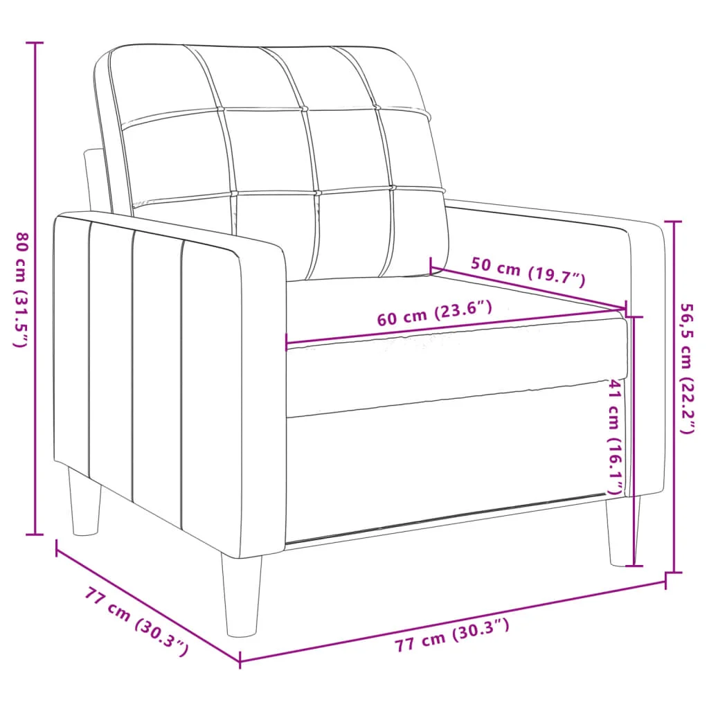 Fekete bársony kanapéfotel 60 cm