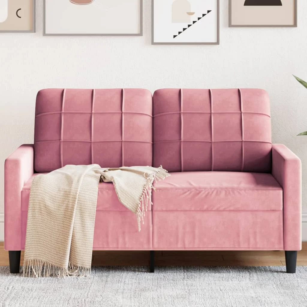 Kétszemélyes rózsaszín bársony kanapé 120 cm