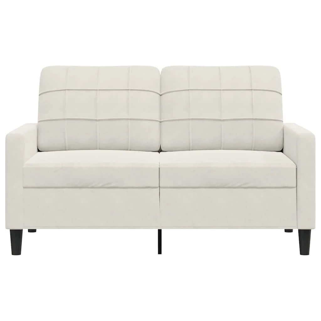 Kétszemélyes krémszínű bársony kanapé 120 cm