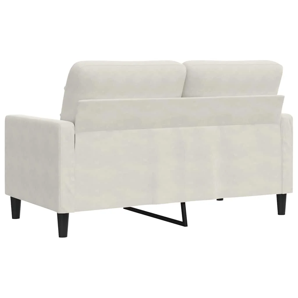 Kétszemélyes krémszínű bársony kanapé 120 cm