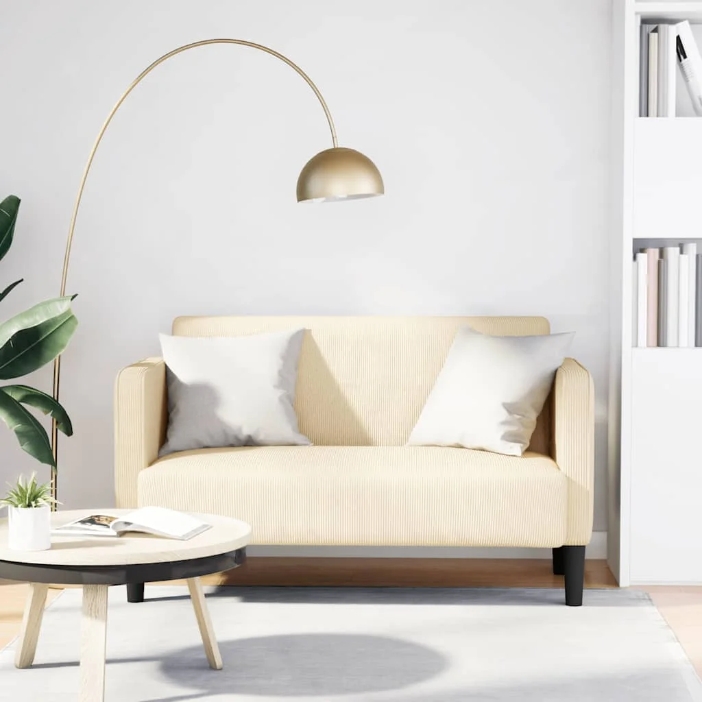 Krém kordbársony szövet loveseat kanapé 109 cm