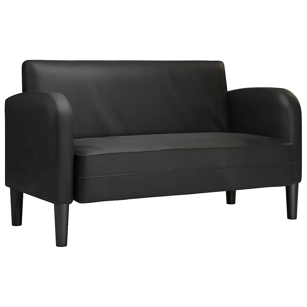 Fekete műbőr loveseat kanapé 110 cm