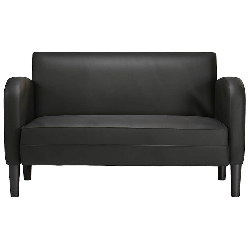 Fekete műbőr loveseat kanapé 110 cm