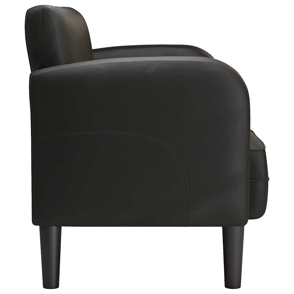 Fekete műbőr loveseat kanapé 110 cm