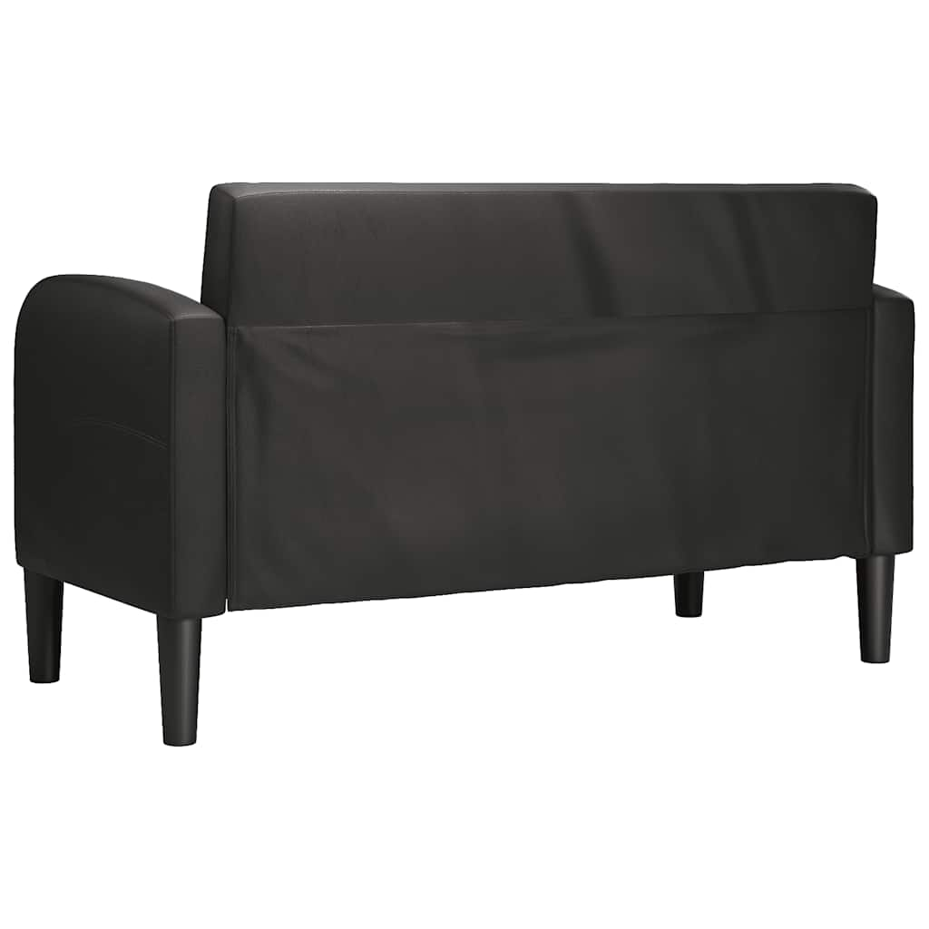 Fekete műbőr loveseat kanapé 110 cm