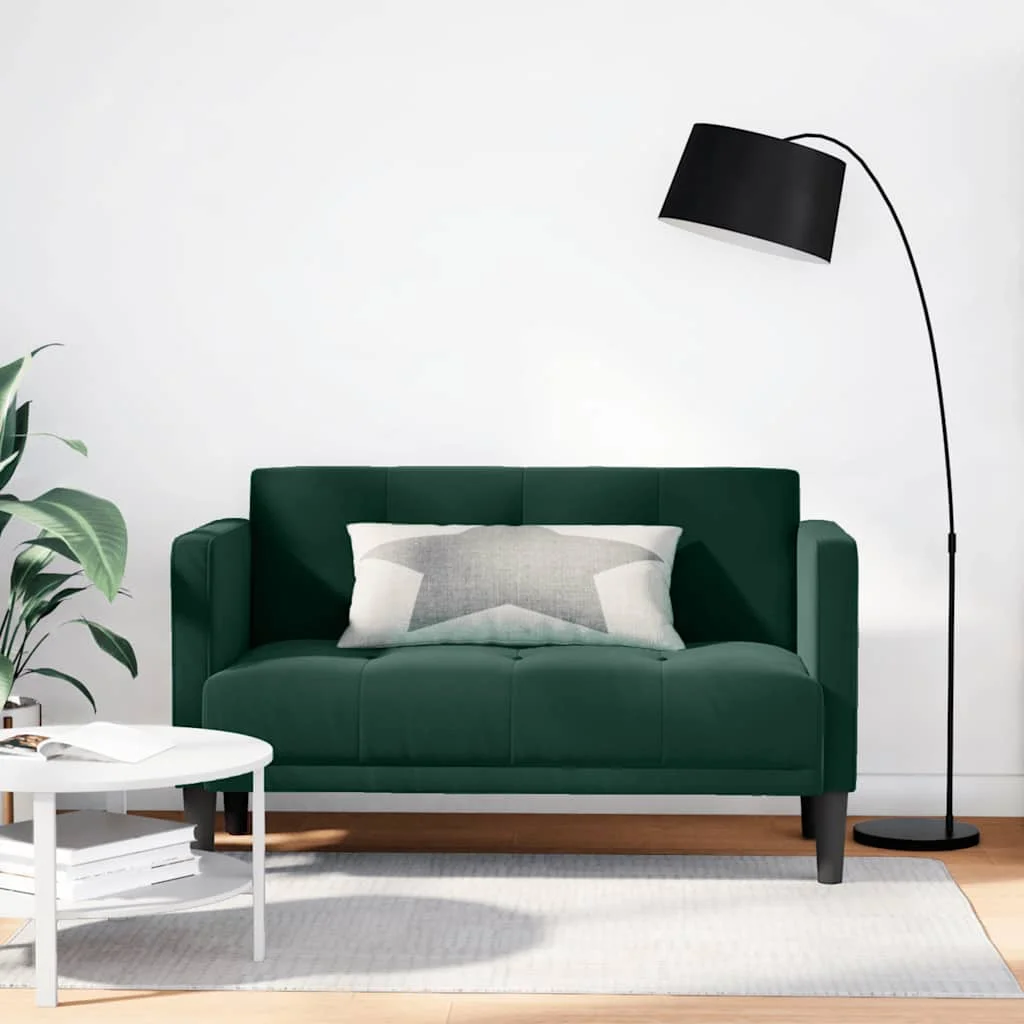 Sötétzöld bársony loveseat kanapé 111 cm