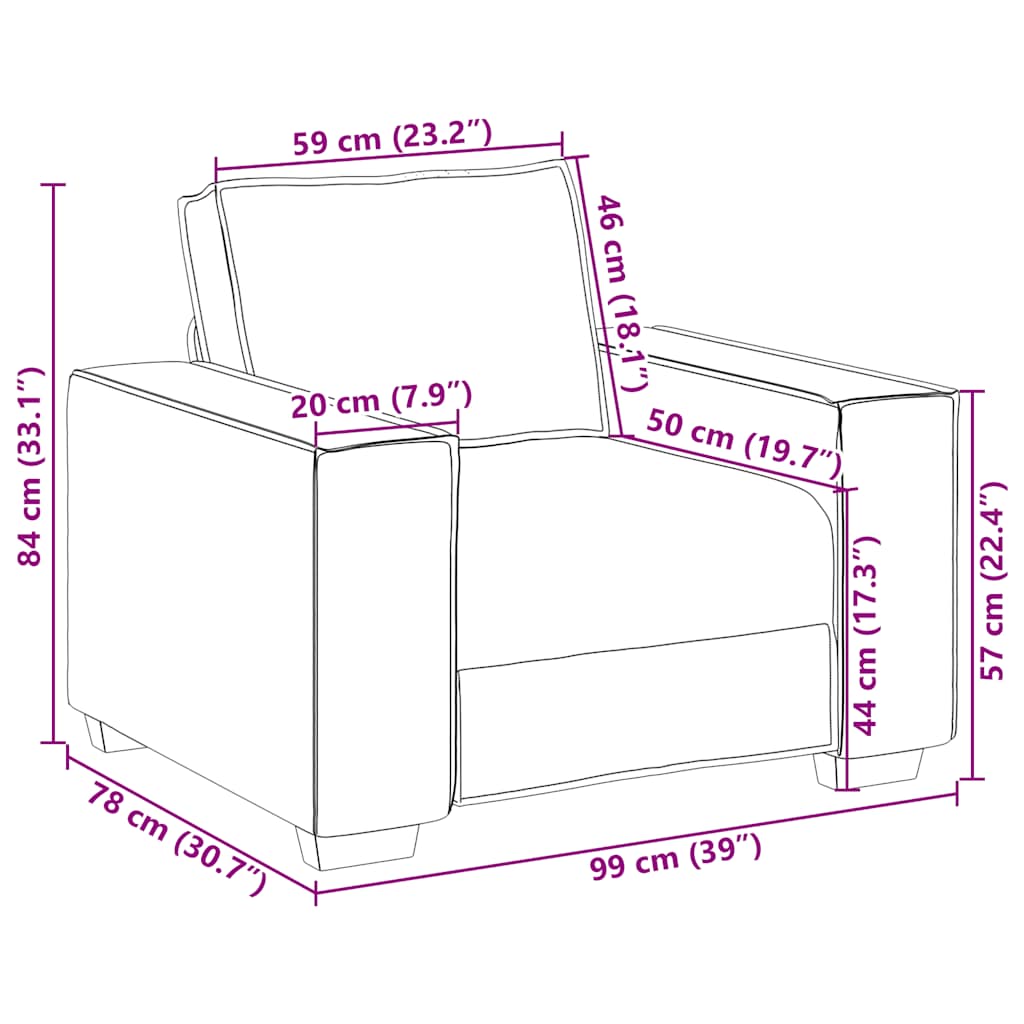 Sötétszürke bársony kanapéfotel 59 cm