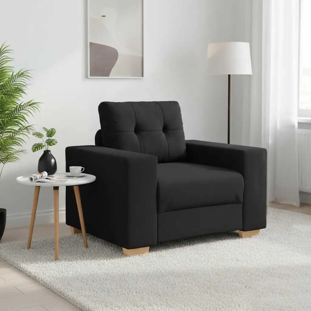 Fekete szövet kanapéfotel 60 cm