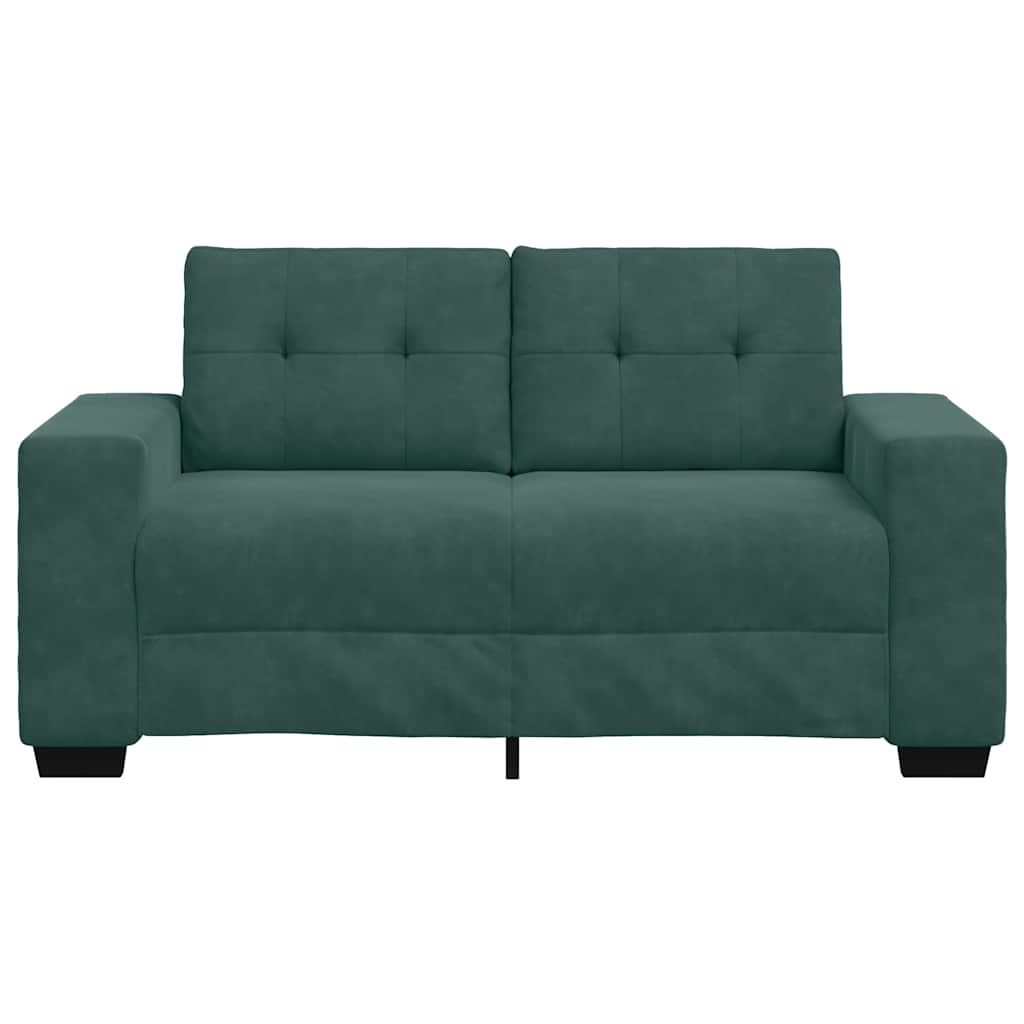 Sötétzöld bársony loveseat kanapé 120 cm