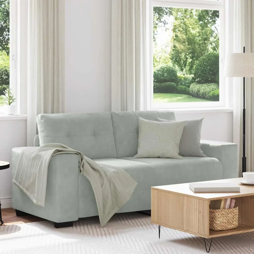 Világosszürke bársony loveseat kanapé 140 cm