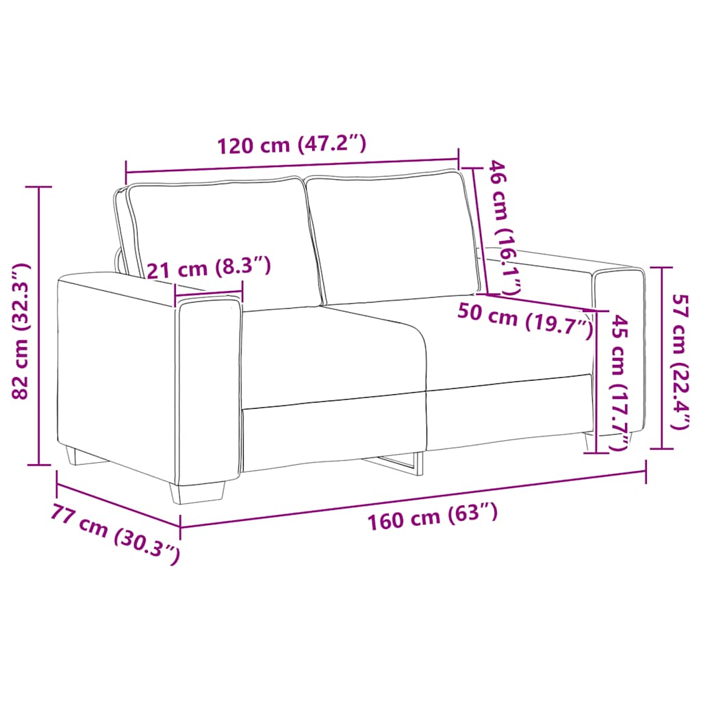 Kétszemélyes sötétszürke szövetkanapé 120 cm