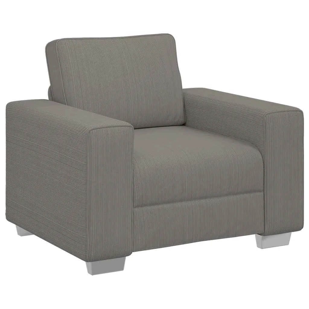 Világosszürke kordbársony szövet kanapéfotel 60 cm