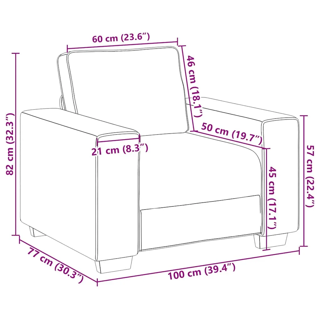 Világosszürke kordbársony szövet kanapéfotel 60 cm