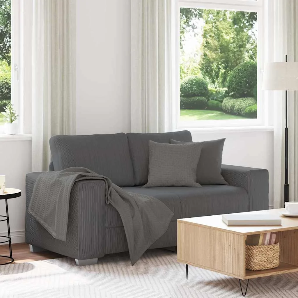 Sötétszürke kordbársony szövet loveseat kanapé 120 cm