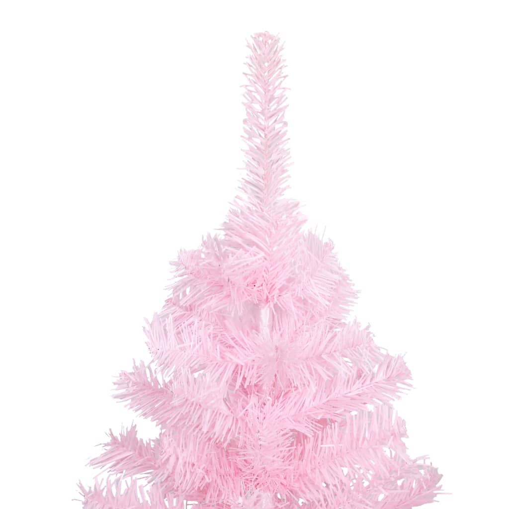 Rózsaszín PVC megvilágított műkarácsonyfa gömb szettel 150 cm