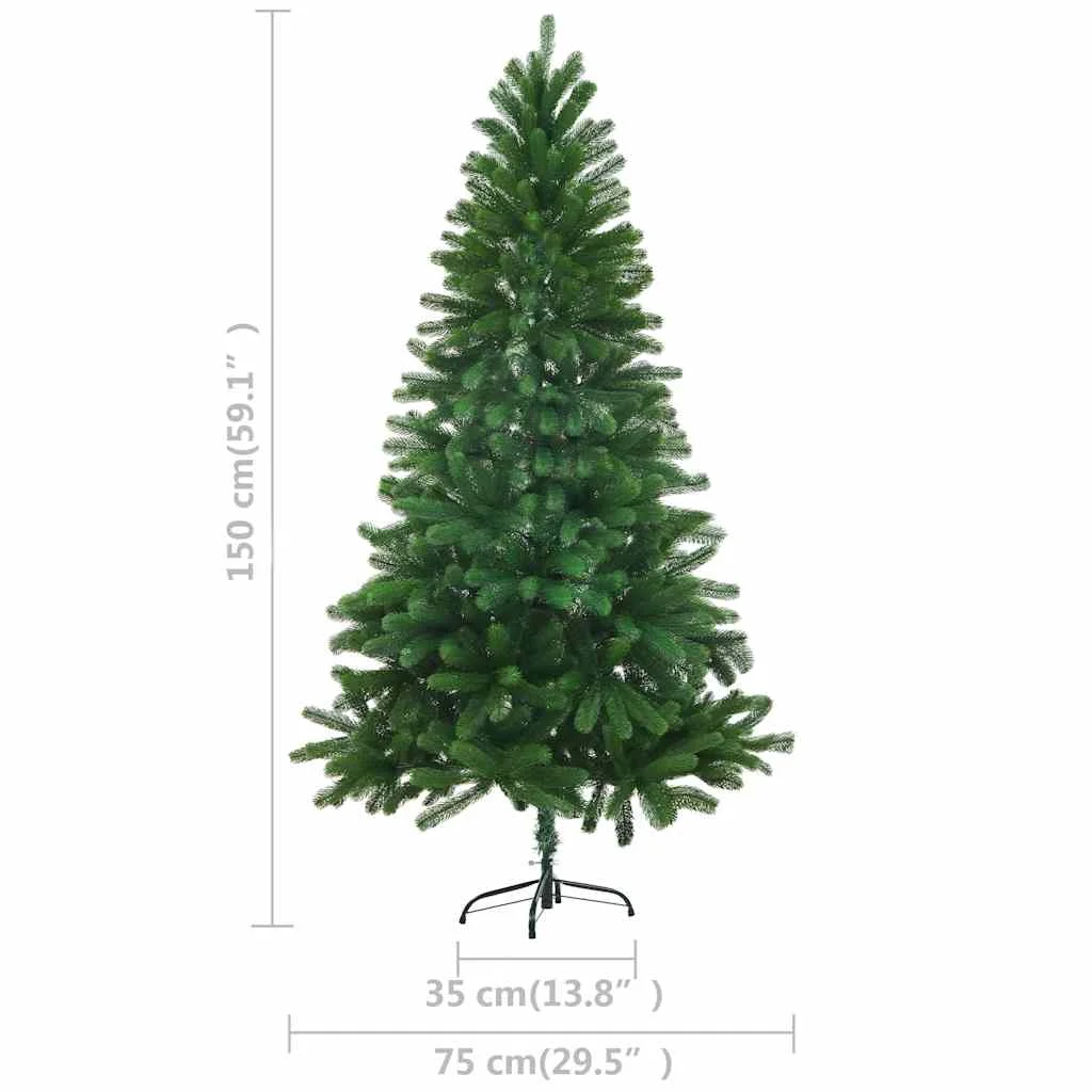 Zöld megvilágított műkarácsonyfa gömb szettel 150 cm