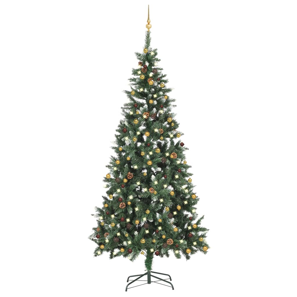 Megvilágított műkarácsonyfa gömb szettel 210 cm