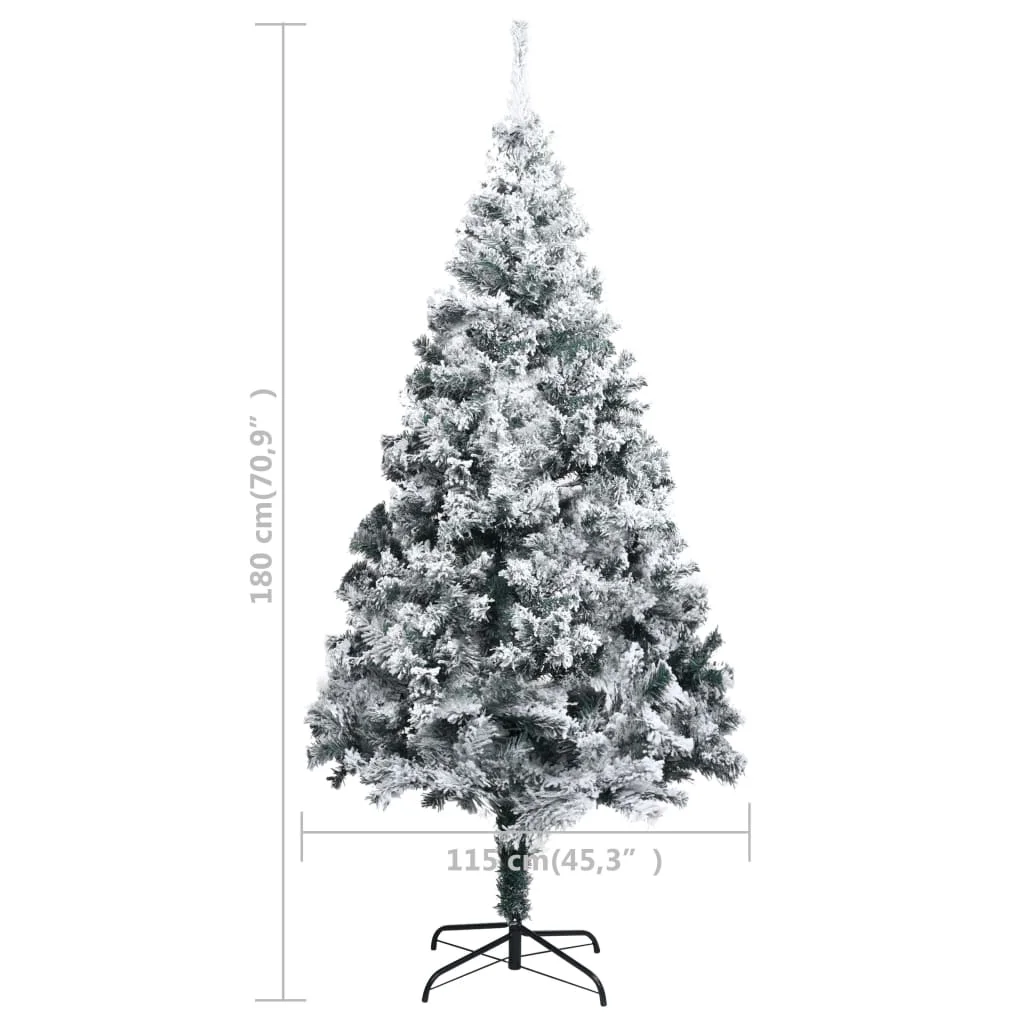 Zöld PVC műkarácsonyfa hóval 180 cm