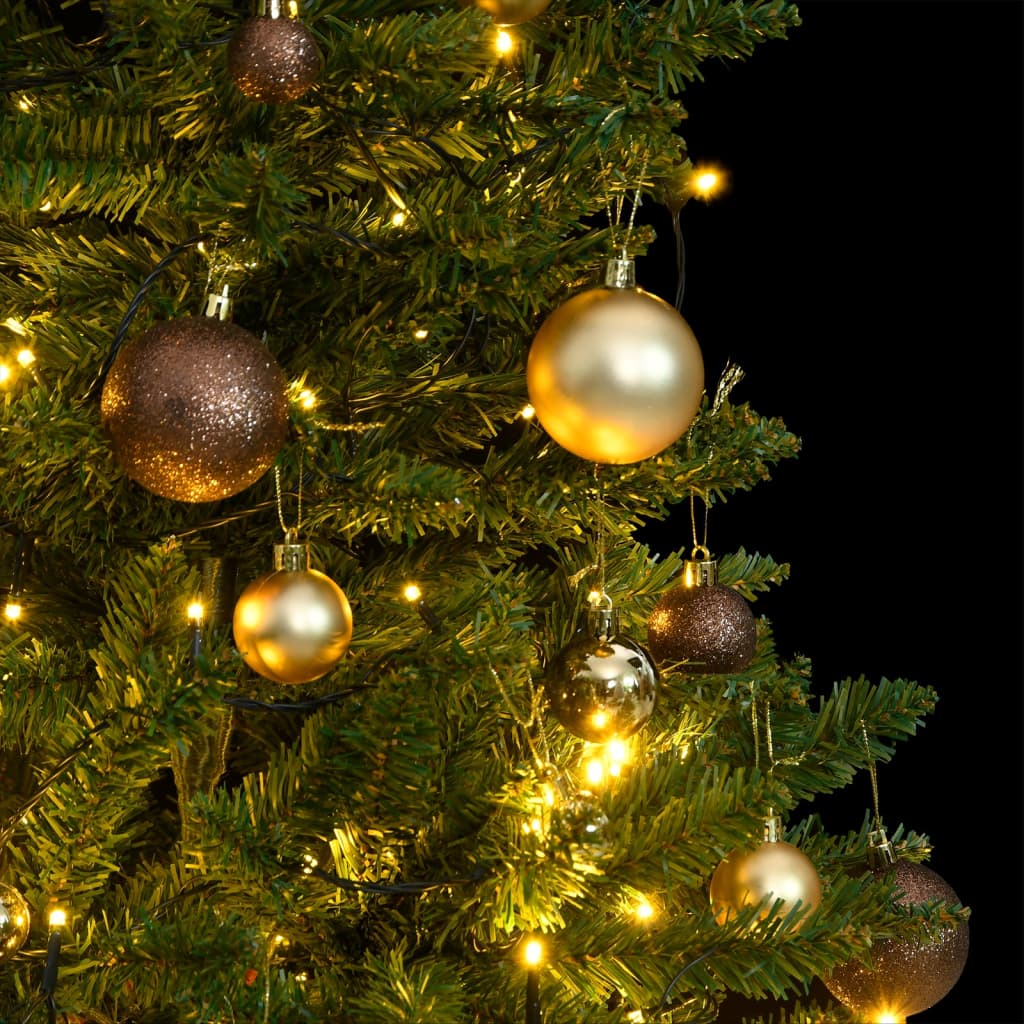 Csuklópántos műkarácsonyfa 150 LED-del és gömbökkel 150 cm