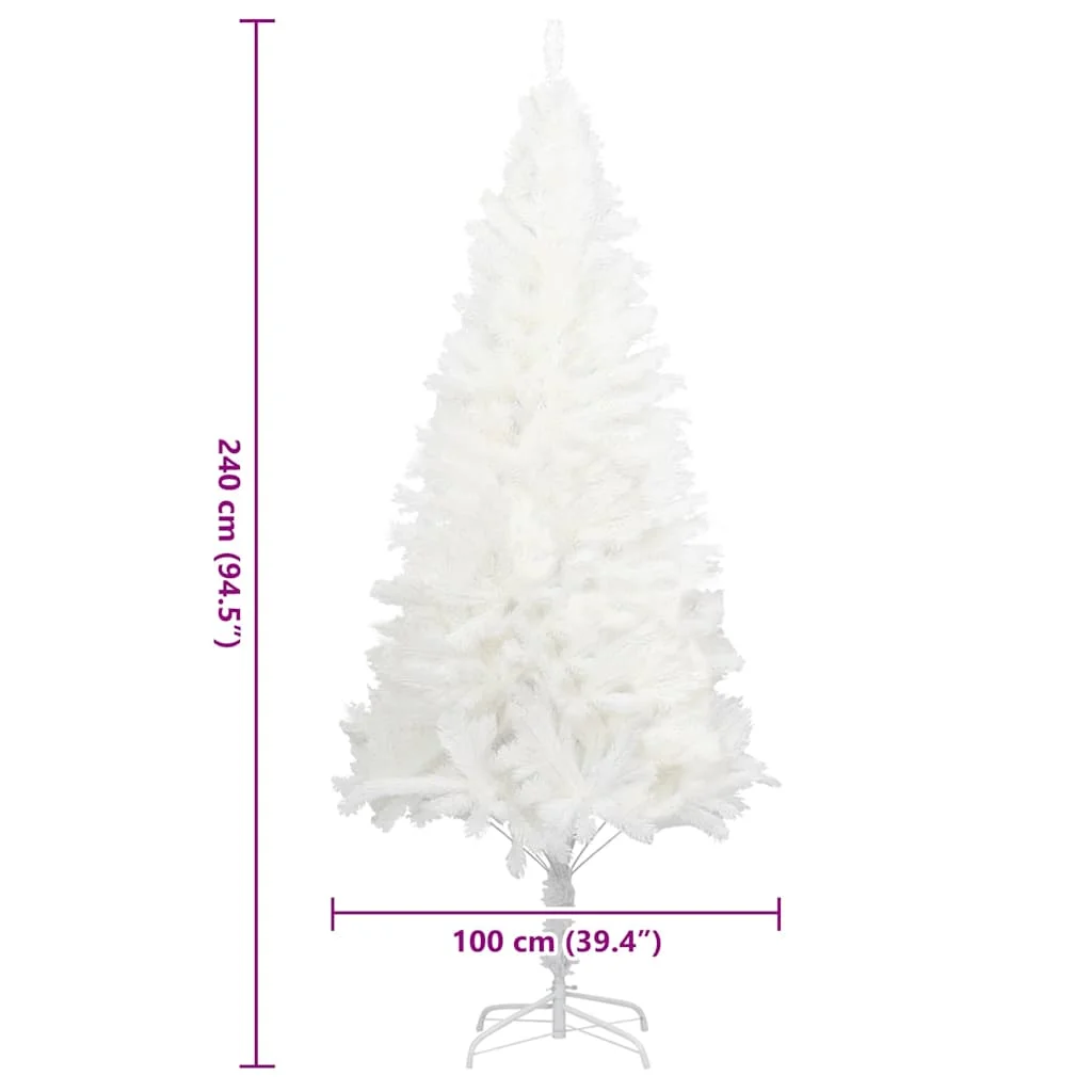 Fehér műkarácsonyfa élethű tűlevelekkel 240 cm