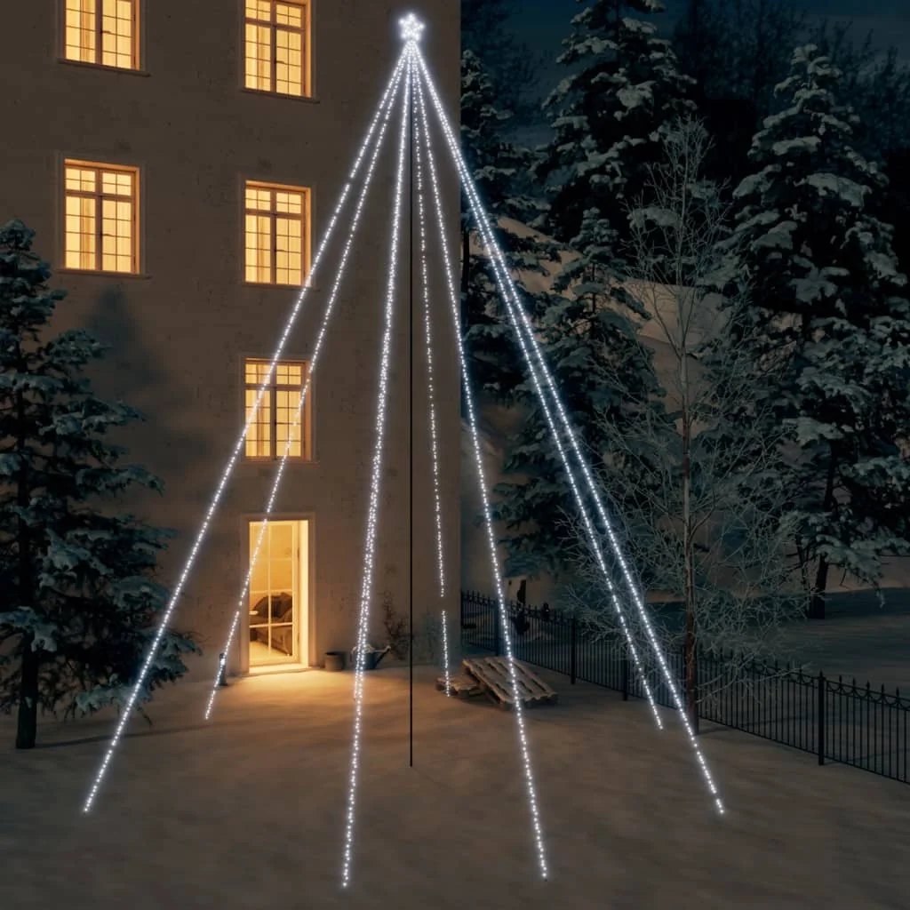 Hideg fehér LED karácsonyfa beltéri kültéri 1300 LED 8 m