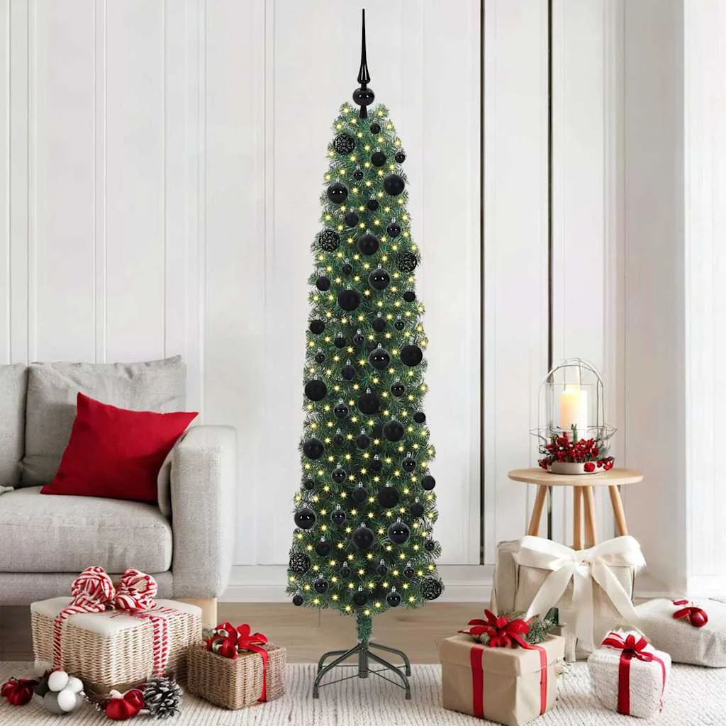 Mű karácsonyfa 300 LED-del Zöld 180 cm PVC, acél és műanyag