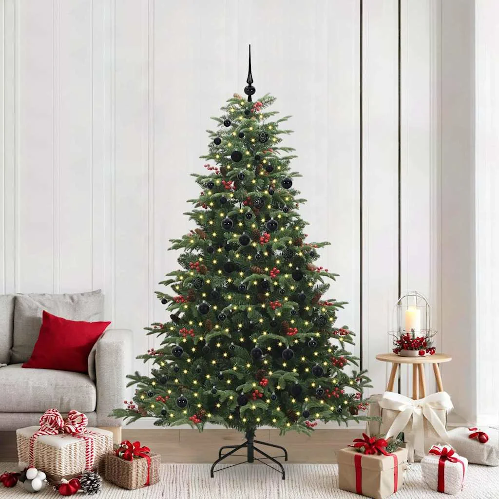 Mű karácsonyfa 300 LED-del Zöld 210 cm PVC és Fém és Műanyag