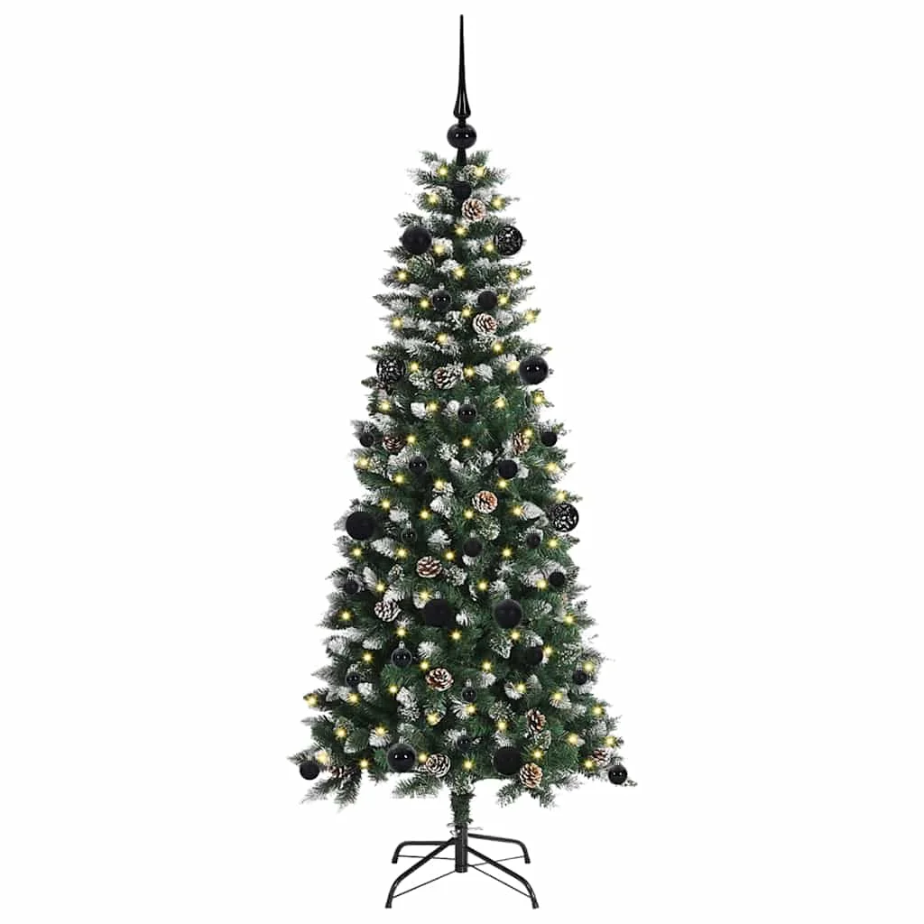 Mű karácsonyfa 150 LED-del Zöld 150 cm PVC és Műanyag és Acél