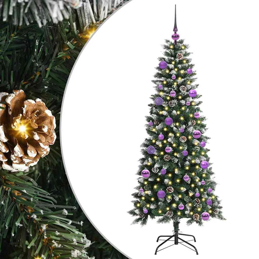 Mű karácsonyfa 150 LED-del Zöld 150 cm PVC és Műanyag és Acél