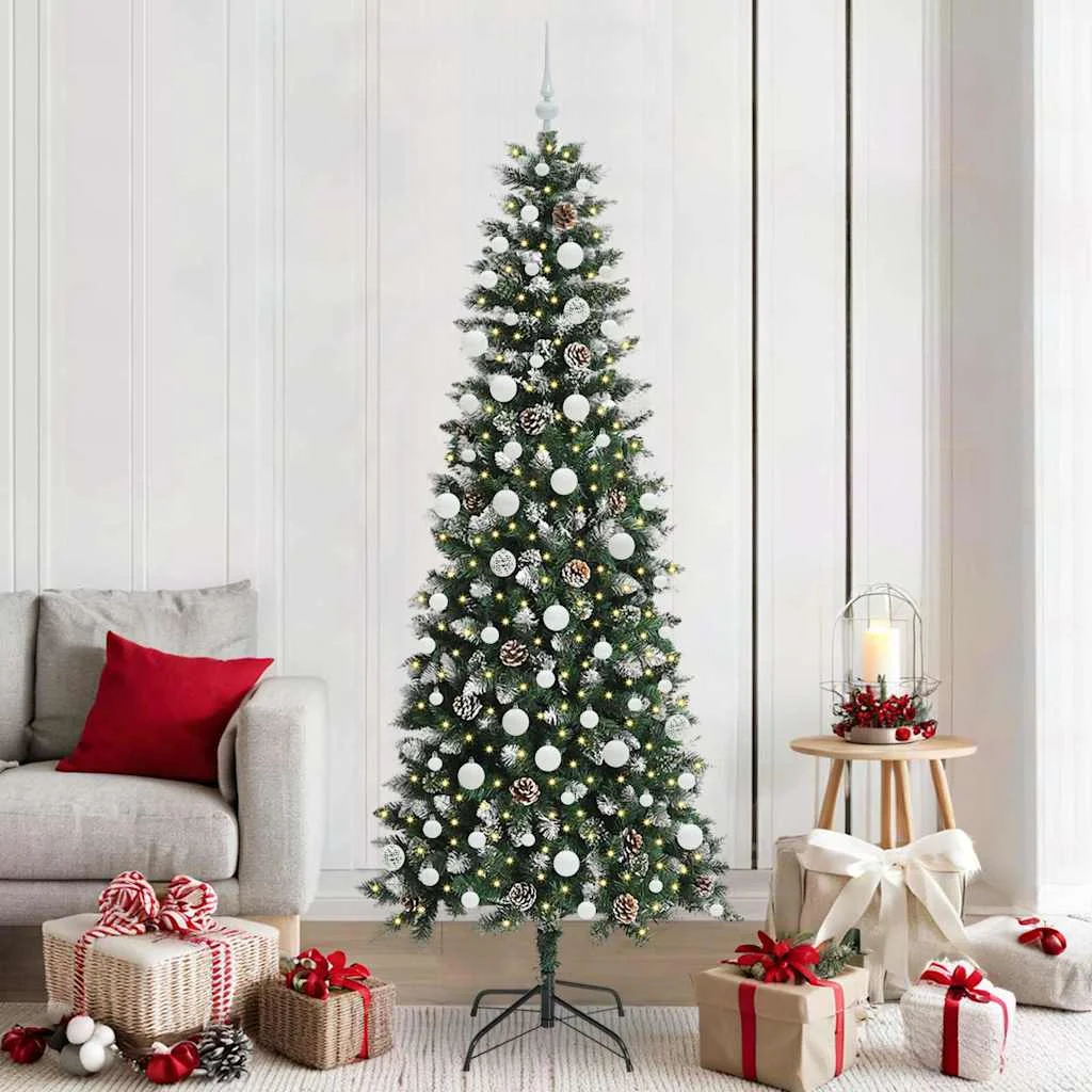 Mű karácsonyfa 300 LED-del Zöld 210 cm PVC és Műanyag és Acél