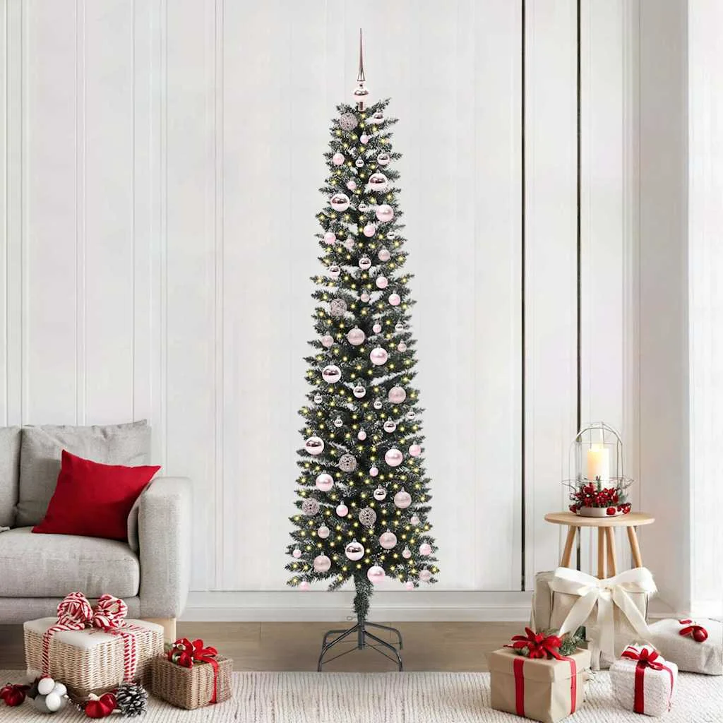 Mű karácsonyfa 300 LED-del Zöld 210 cm PVC és Műanyag és Acél