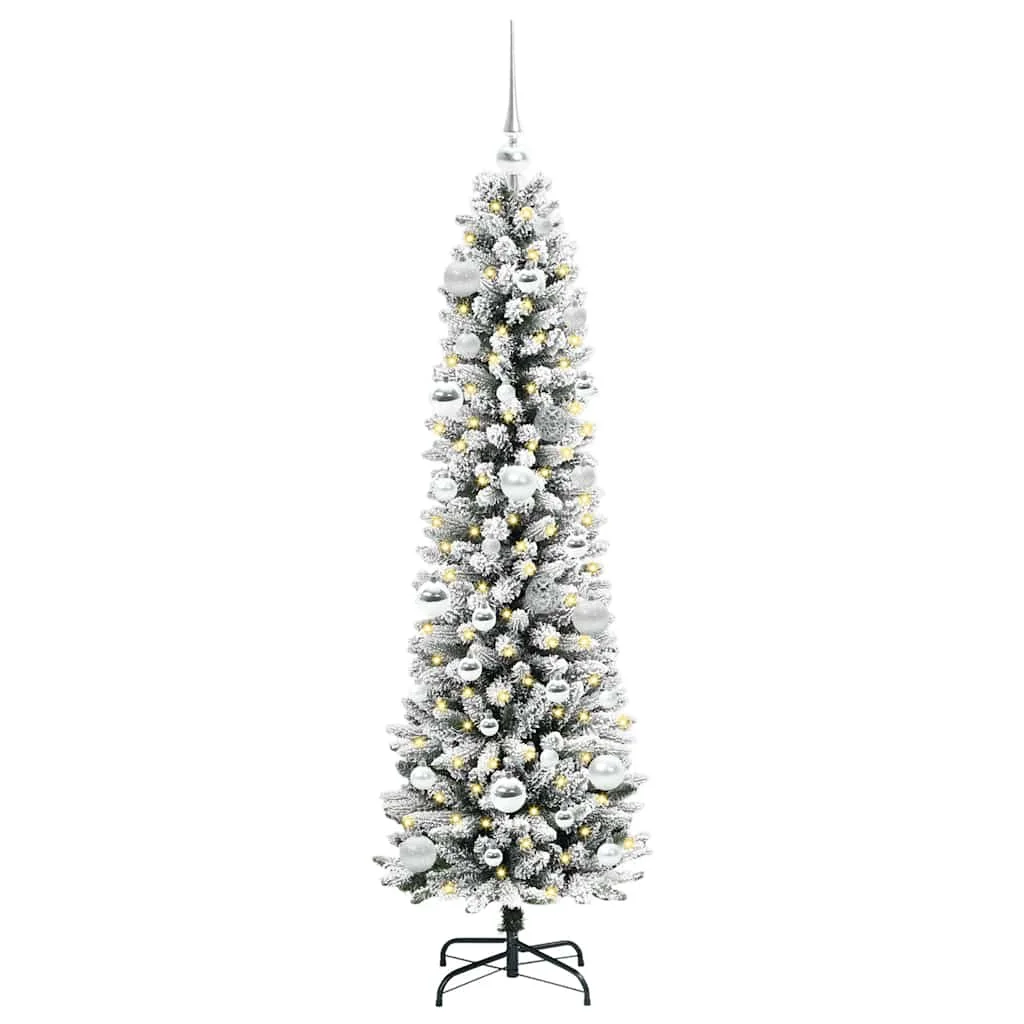 Mű karácsonyfa 150 LED-del Fehér 150 cm PVC és Fém és Műanyag
