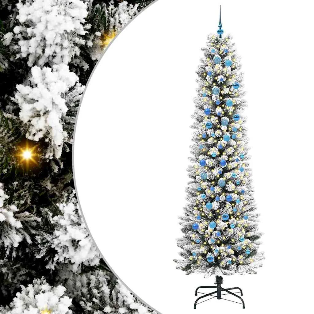 Mű karácsonyfa 300 LED-del Fehér 240 cm PVC és Fém és Műanyag