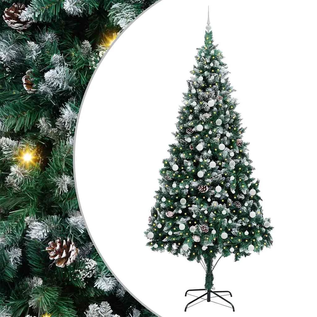Mű karácsonyfa 300 LED-del Zöld 240 cm PVC és Acél és Műanyag