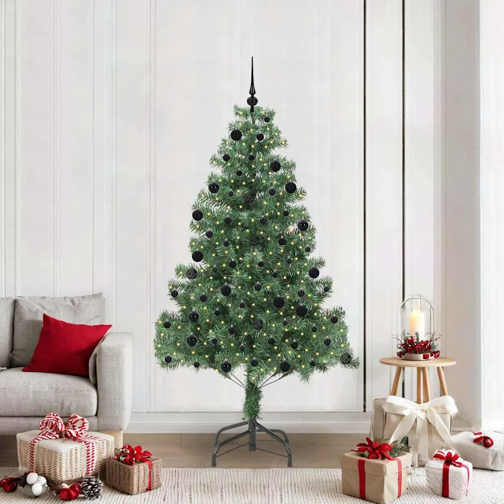 Karácsonyfa 300 LED-del állvánnyal Zöld 210 cm PVC
