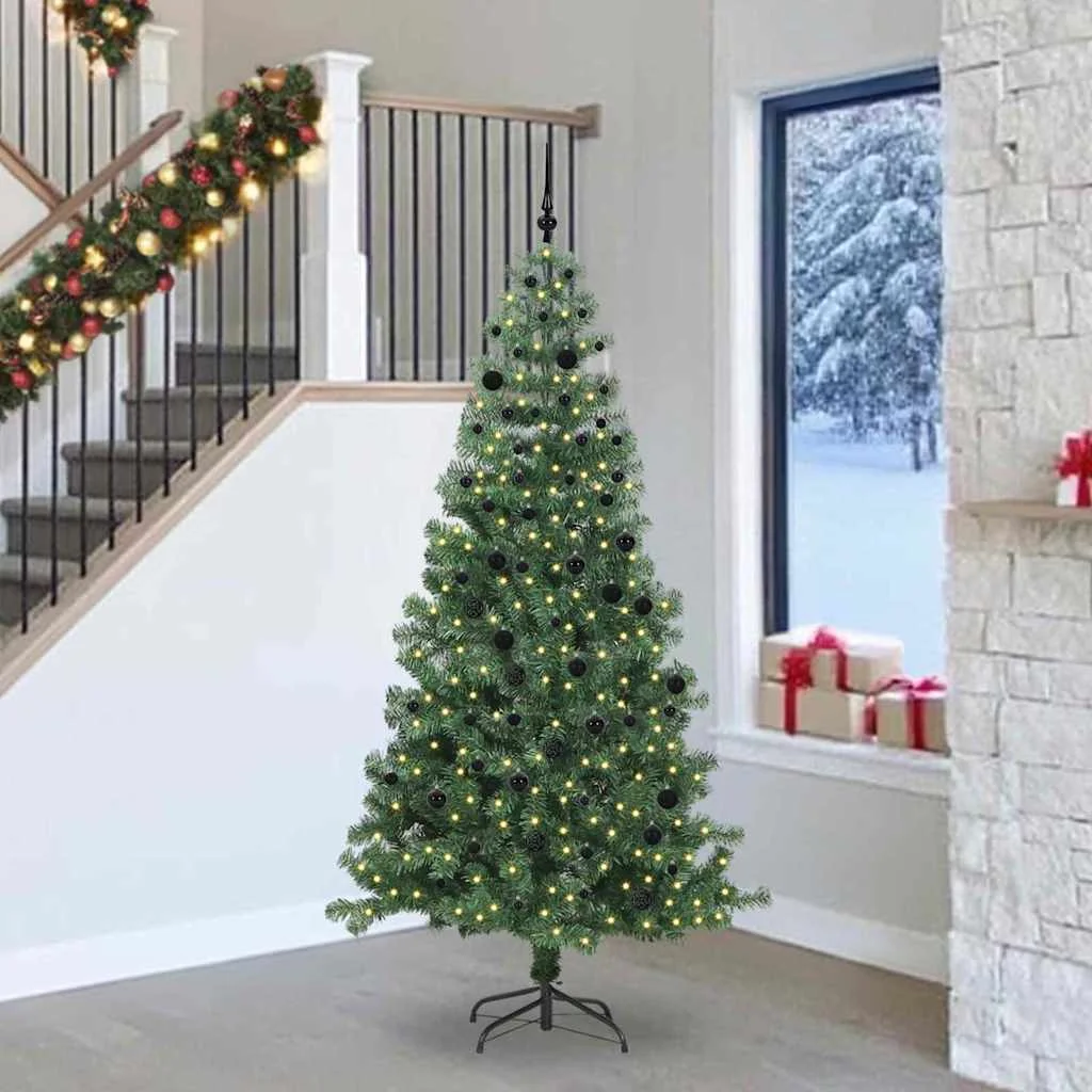 Karácsonyfa 300 LED-del állvánnyal Zöld 240 cm PVC