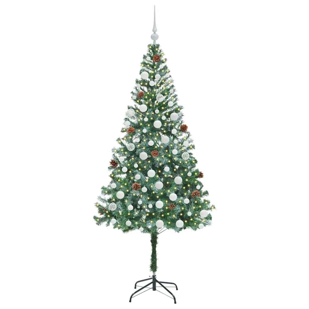 Mű karácsonyfa 300 LED-del állvánnyal Zöld 180 cm PVC és Acél