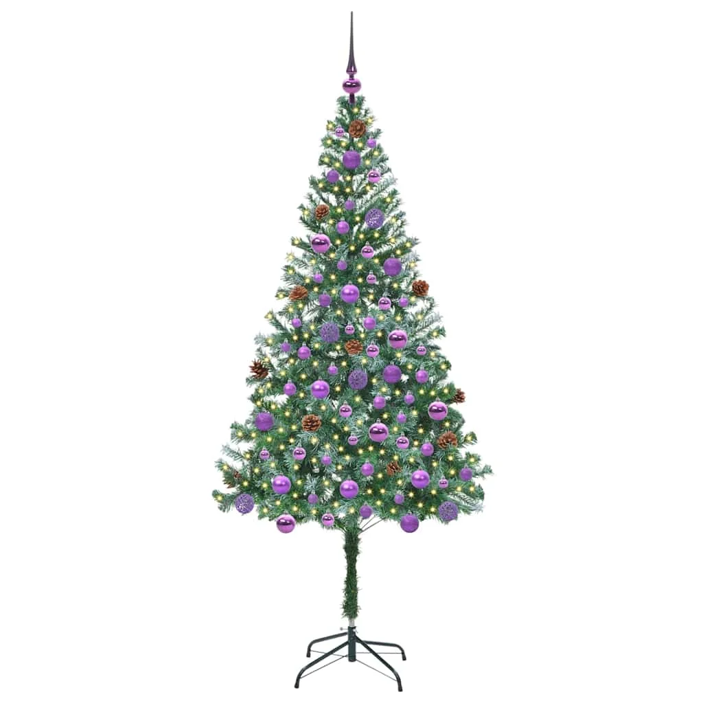 Mű karácsonyfa 300 LED-del állvánnyal Zöld 180 cm PVC és Acél