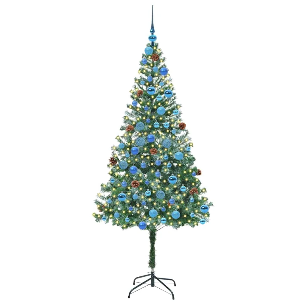 Mű karácsonyfa 300 LED-del állvánnyal Zöld 180 cm PVC és Acél