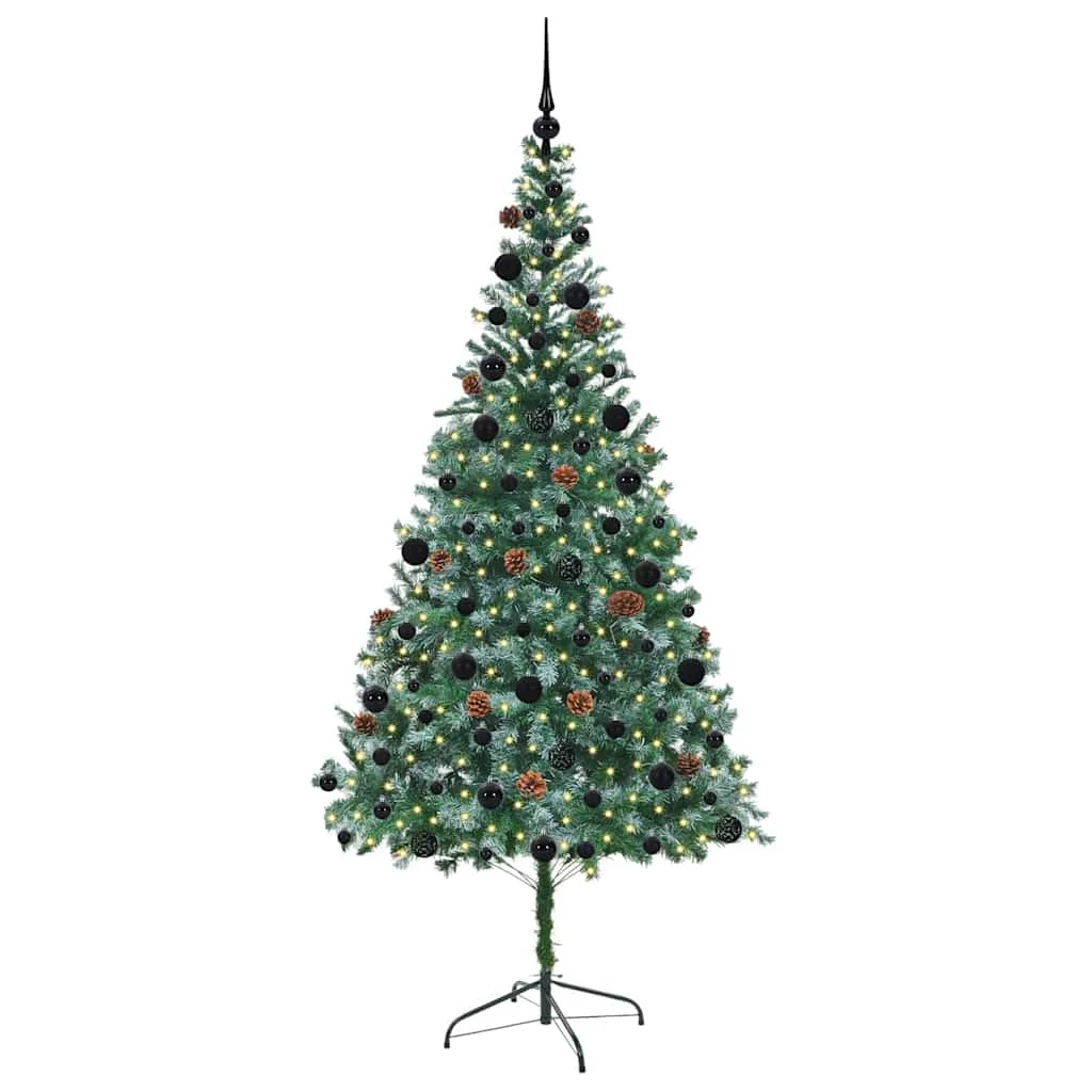 Mű karácsonyfa 300 LED-del állvánnyal Zöld 210 cm PVC és Acél