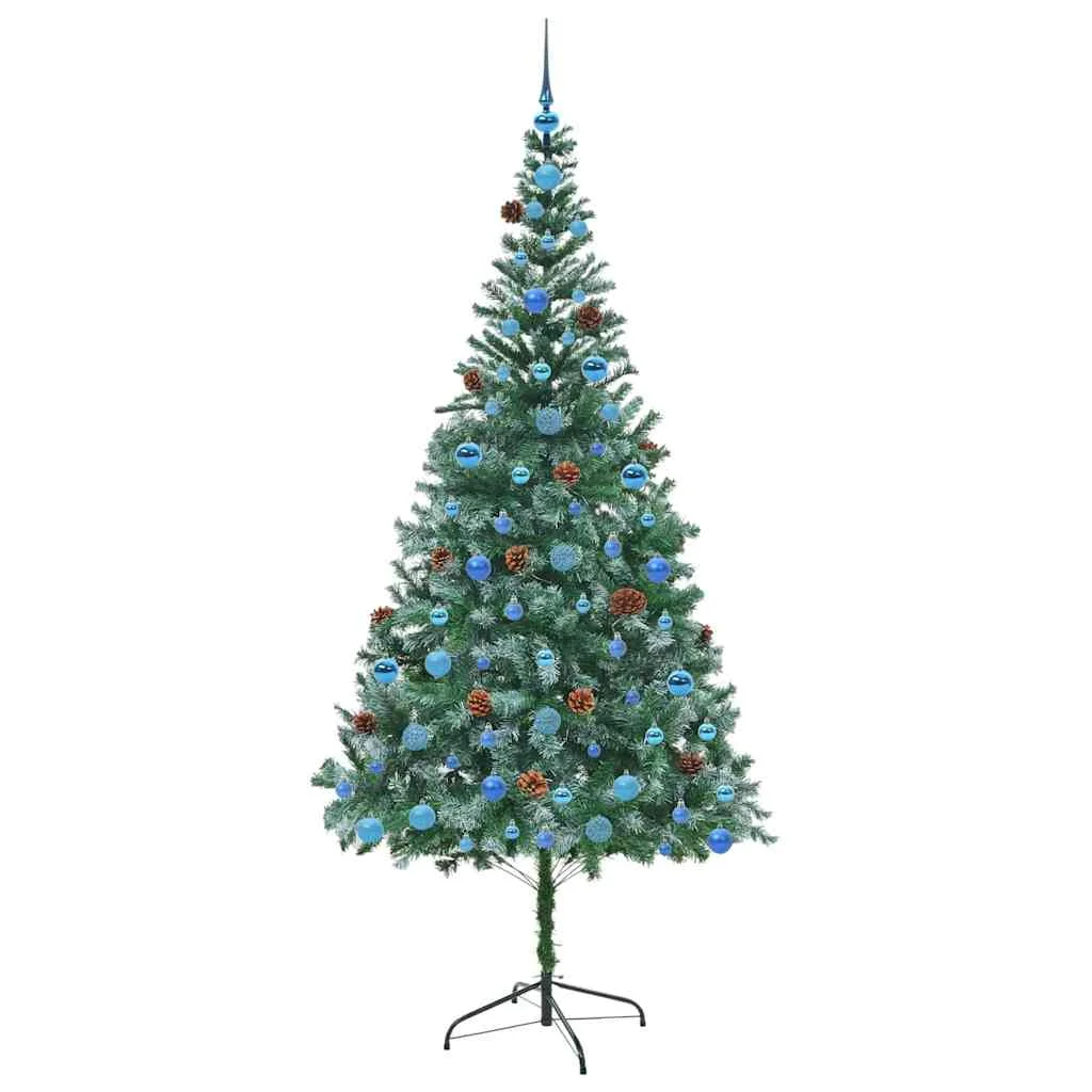 Mű karácsonyfa 300 LED-del állvánnyal Zöld 210 cm PVC és Acél