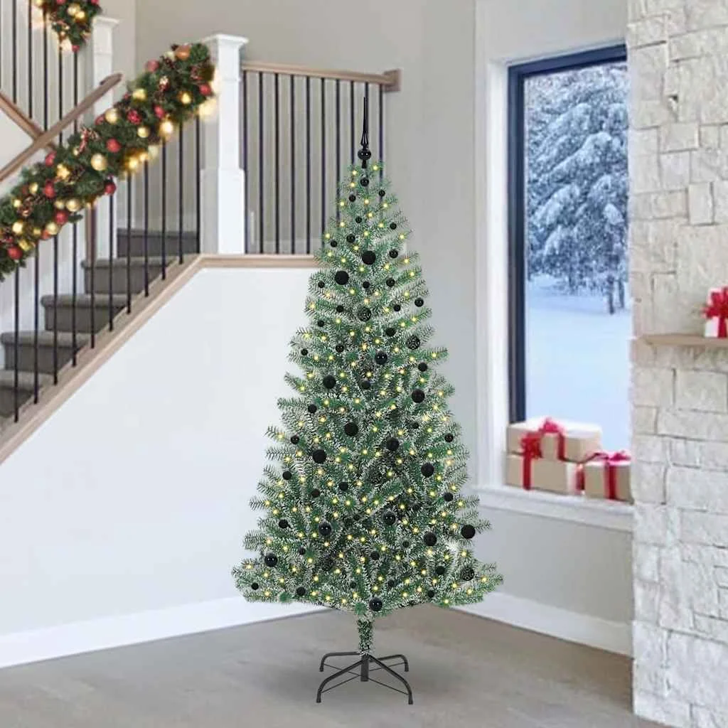 Mű karácsonyi fa hóval borítva LED fényekkel 300 LED-del 240 cm