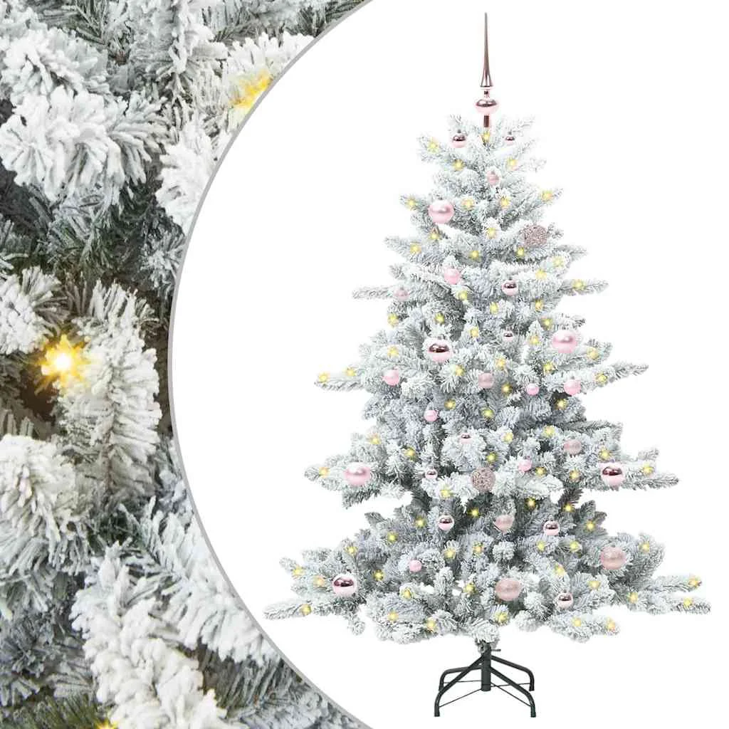 Műanyag Hajtogatós Karácsonyfa 150 LED-del Fehér 150 cm PVC