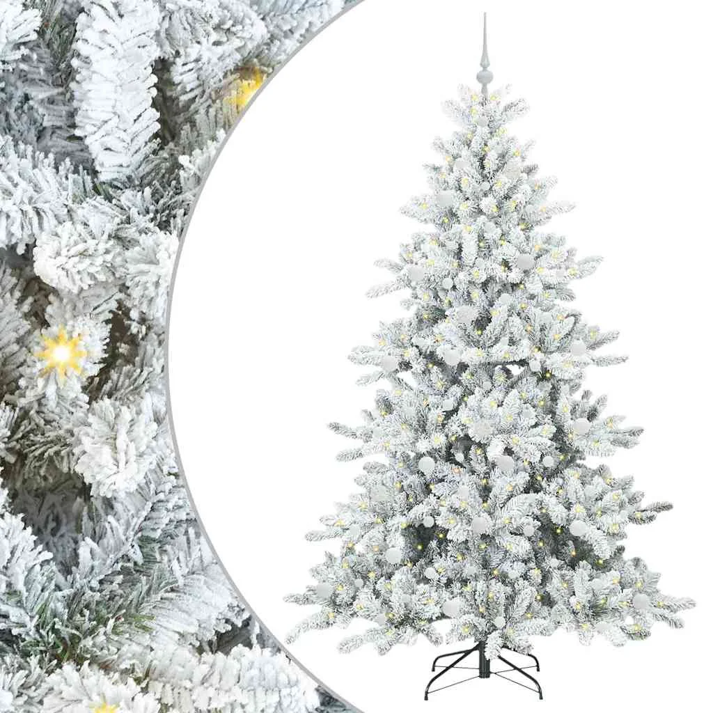 Műanyag Hajtogatós Karácsonyfa 300 LED-del Fehér 210 cm PVC