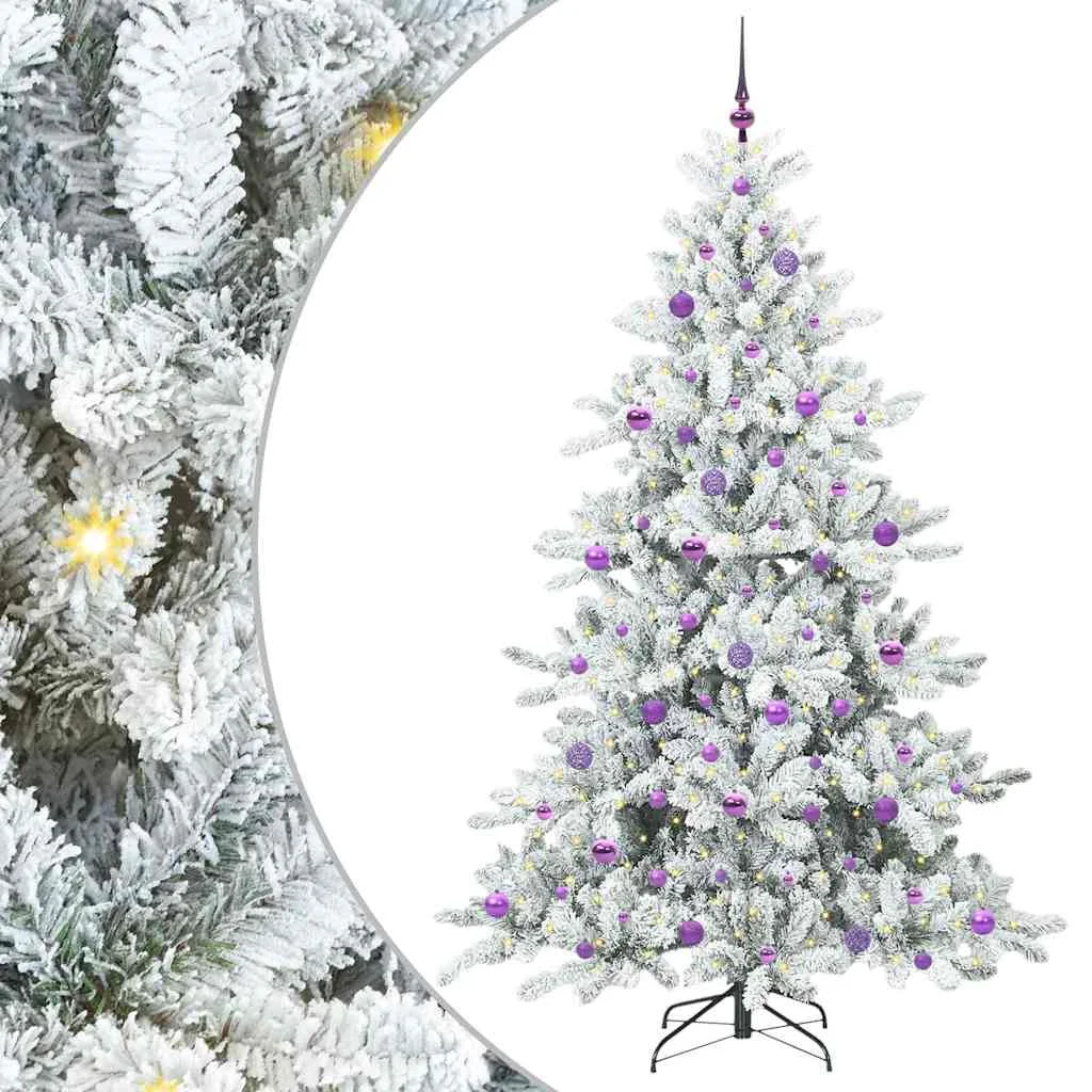 Műanyag Hajtogatós Karácsonyfa 300 LED-del Fehér 210 cm PVC