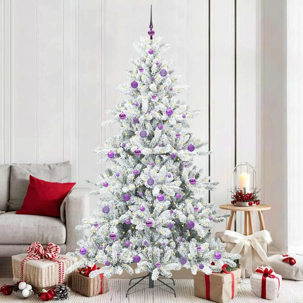 Műanyag Hajtogatós Karácsonyfa 300 LED-del Fehér 210 cm PVC