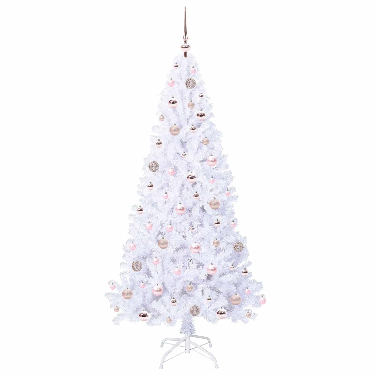 Mű karácsonyfa 300 LED-del állvánnyal Fehér 180 cm PVC és Acél